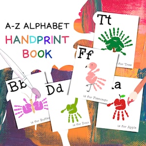 Alphabet Handprint Art Craft | My Handprint ABC Alphabet book | Handprint Memory Book | Preschool Handprint Alphabet Classroom Printable