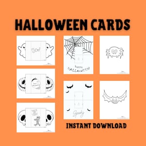 O Dia das Bruxas feliz estala acima o cartão | Cartões de Halloween feitos à mão | Cartões de Halloween para crianças | Abóbora Fantasma Jack o Lantern | Convite de Halloween