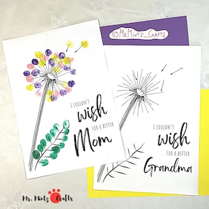 Arte de huellas dactilares / Huellas dactilares del Día de la Madre / Regalos de huellas de manos para mamá / Artesanía del Día de la Madre / Tarjeta del Día de la Madre / Abuela Nana del Día de la Madre