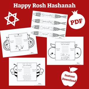 Roch Hachana Artisanat et coloriages | Carte Roch Hachana | Cartes du Nouvel An juif | Rosh Hashanah Yom Kippour Souccot Activités pour les enfants