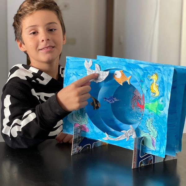 Easy Ocean Diorama Craft Project for Kids | Rainy Day Activity  | Ocean Diorama Background Printable | Montessori Ocean Activities