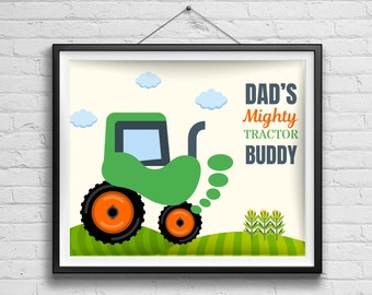 Farmer Dad Gift Father's Day from Kids Daughter Son | Tractor Farm Handprint Art Craft Footprint Keepsake Gift Printable | Fathers Day Card