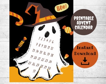 Cuenta regresiva para Halloween / Calendario de cuenta regresiva de Halloween imprimible para niños / Calendario de Adviento de Halloween / Días hasta Halloween imprimible