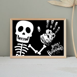 Halloween Skeleton Handprint Art Craft | Halloween Gift | Halloween Crafts for Kids | Fall Handprint Craft | Printable Skull Halloween Card