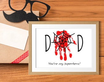 Tu sei il mio regalo da supereroe per papà da bambini / Artigianato artistico con impronte di mani da supereroe per la festa del papà / Regalo per la festa del papà da figlia figlio /
