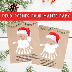 Artisanat d'art imprimable d'empreinte de main de père Noël | Poème Cadeau de Noël d'empreinte de main d'enfant pour grand mère mamie papy