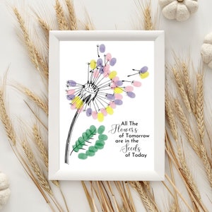Dandelion Fingerprint Art | Dandelion Kids Craft | Fingerprint Printable | Dandelion Fingerprint Craft | Handprint Art Craft Gifts for Mom