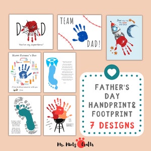 Handprint for Dad Daddy | Fathers Day Handprint Footprint Art Craft Printable | Fathers Day Gift from Daughter Son Kids | Fathers Day Cards 