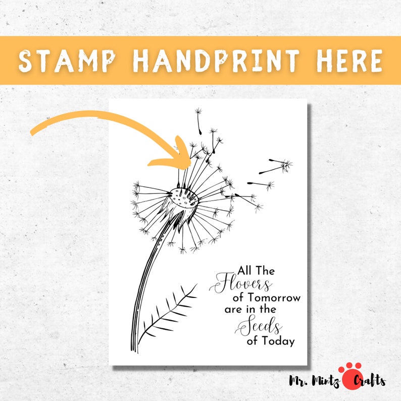 Dandelion Fingerprint Art Dandelion Kids Craft Fingerprint Etsy