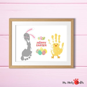Easter Handprint Art | Hoppy Easter Handprint Footprint Art Craft Printable | Easter Preschool Art Craft For Kids | Easter Toddler Craft