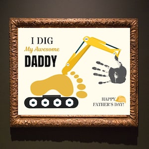 Handprint Footprint Art Craft Cadeau de fête des pères pour la fête des pères | Construction Papa Cadeau Fille Fils | Cadeau de fête des pères des enfants imprimable