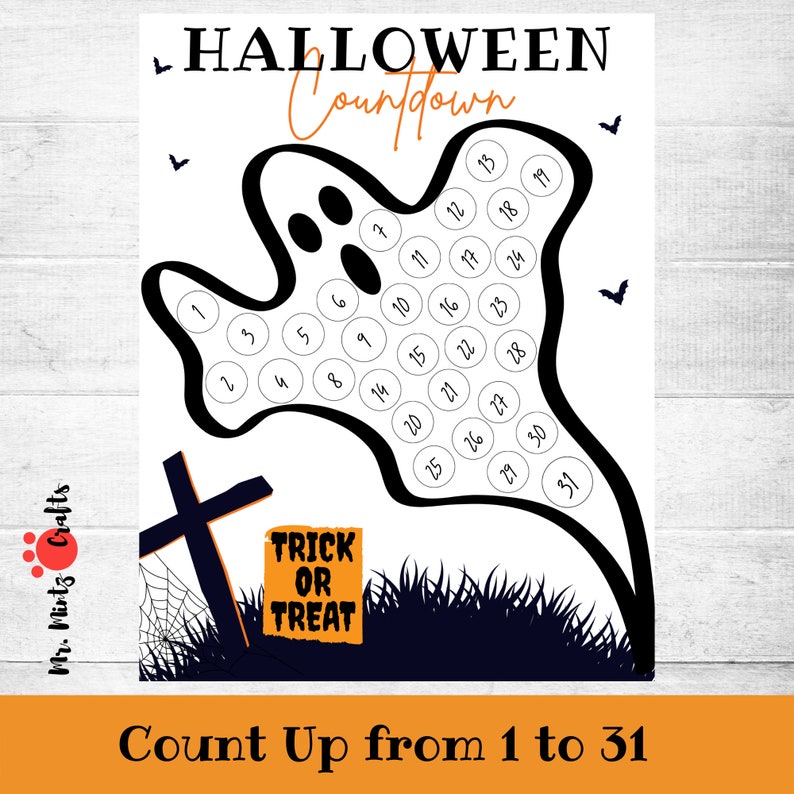 Countdown to Halloween Printable Halloween Countdown Etsy