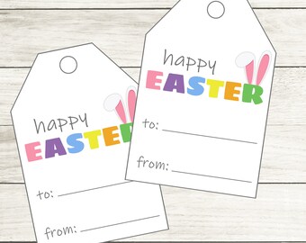 Etiquetas de regalo de Pascua personalizadas / Etiquetas de Pascua felices / Etiquetas de conejito de Pascua / Etiquetas imprimibles de Pascua / Etiquetas de cesta de Pascua imprimibles / Etiqueta colgante de Pascua /