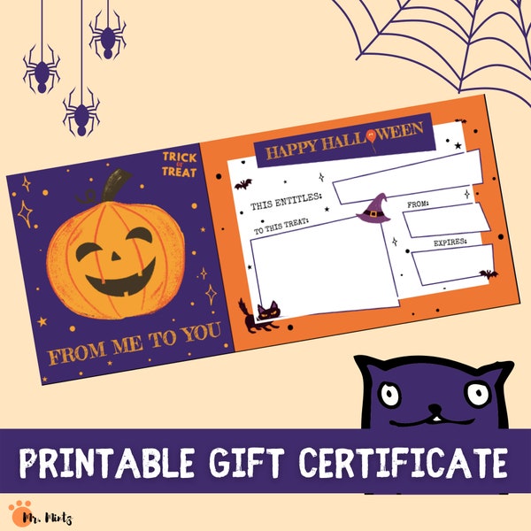 Gift Certificate | Halloween Gift Voucher | Printable Halloween Gift Certificate | Custom Voucher | Happy Halloween Gift | Halloween Cards