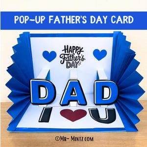 Carte pop-up fête des pères à imprimer | Carte 3D à faire soi-même pour papa, cadeau de fête des pères, bricolage à partir de la maternelle ou de la maternelle, enfants, fille, fils, imprimable