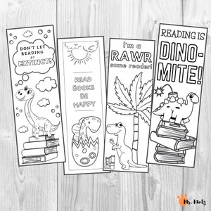 Printable Bookmarks with Quotes to Color | Cute Coloring Bookmark Set | Printable Dinosaur Bookmarks to Color | Bookmarks for Kids Coloring