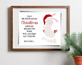 Christmas Bunny Card Footprint Poem Art Craft Template Printable Downloads | Christmas Xmas Gift for Grandparents | Footprint Baby Ornament