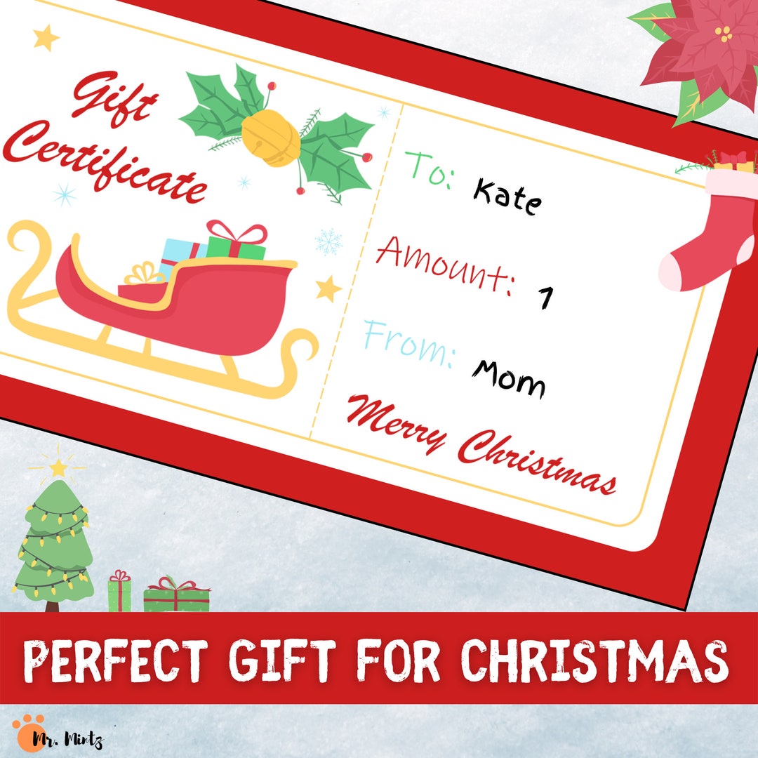 Christmas Gift Certificate Template Childrens Gift Vouchers Merry