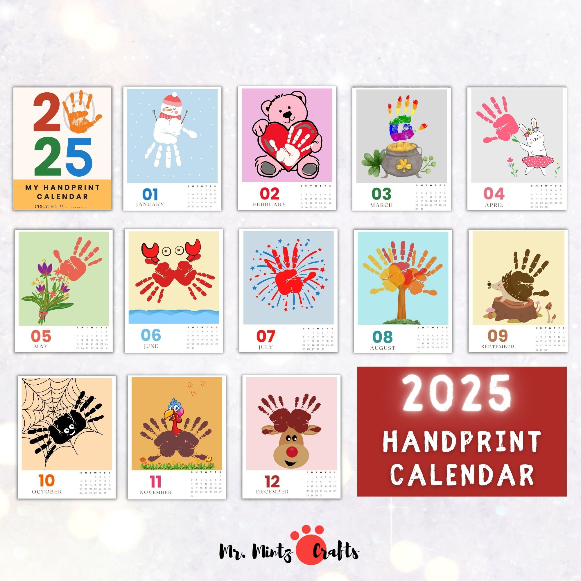 Handprint Calendar 2025 Printable | Handprint Art Craft Gift for Grandparents | Handprint Memory Book | Calendar Template for Baby Craft - Etsy handprint-calendar-2025-printable-handprint-art-craft-gift-for-grandparents-handprint-memory-book-calendar-template-for-baby-craft-etsy