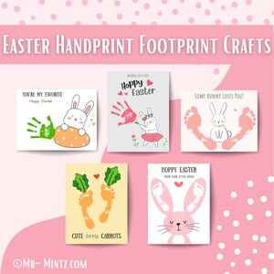 Pacchetto di lavoretti con impronte di mani e piedi di Pasqua / Hoppy Happy Easter / Arte con impronte di mani e piedi di bambini / La prima Pasqua del bambino / Lavoretti di Pasqua per bambini