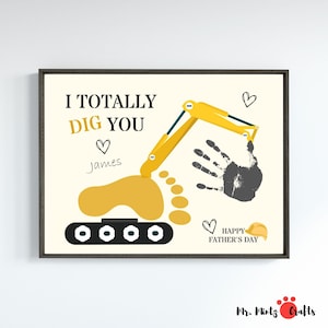 Art de l'empreinte de la main pour papa | Fête des pères Handprint Footprint Art Craft imprimable | I Dig You Fathers Day Card for Dad Gift from Daughter Son Kids