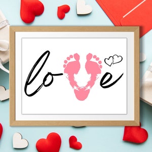 Valentines Day Love Handprint Footprint Art Craft Template Printable Downloads | Valentines Day Card | Gift for Grandparents from Baby Kids