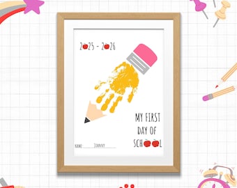 First Day of School Handprint Art Craft | Back To School Handprint Activity Printable | Kindergarten Preschool 1st Day of School Keepsake