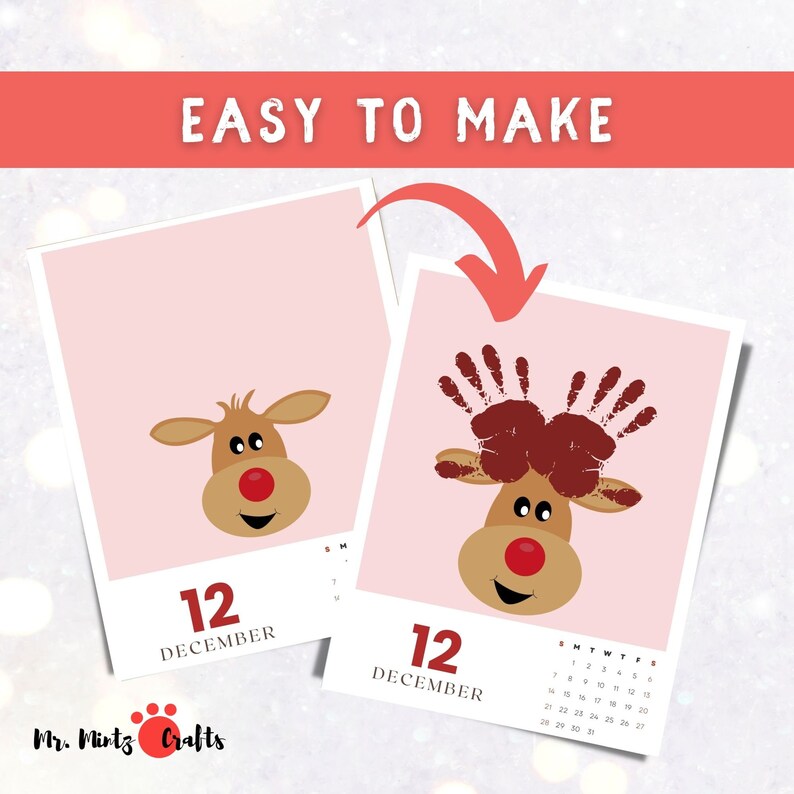 Handprint Calendar 2026 Printable | Handprint Art Craft Gift for ...