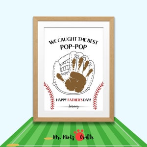 Regalos Pop Pop, Regalo para abuelo, Regalo para papá de béisbol, Arte de recuerdo de huella manual para Regalo del Día del Padre de Nieto, Niños, Bebés, Niños pequeños, Imprimible