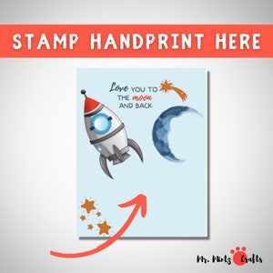 I Love You To The Moon Gift Card for Dad from Kids | Handprint Art for Father&#39;s Day | Father&#39;s Day Gift from Daughter | Fathers Day Craft
