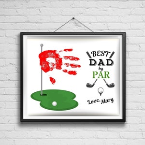 Beste vader door Par Fathers Day Handprint Art Craft Printable | Golf papa geschenk van dochter zoon kinderen | Beste vader door par Golf papa verjaardagskaart