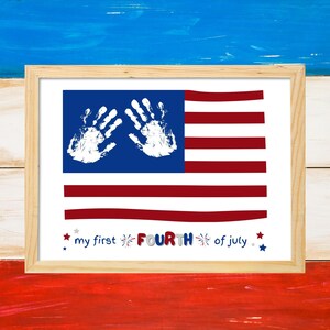 Handprint Art 4th of July | My First 4th July | Independence Day Handprint Art Craft | Fourth of July Handprint American Flag  Art Card