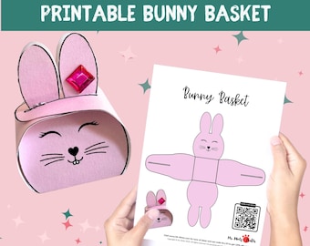 Hase Korb Vorlage zum selbst ausdrucken | DIY Osternest für Kinder | Osterhase Basteln | Osterkorb Papiermodell | Sofort Download