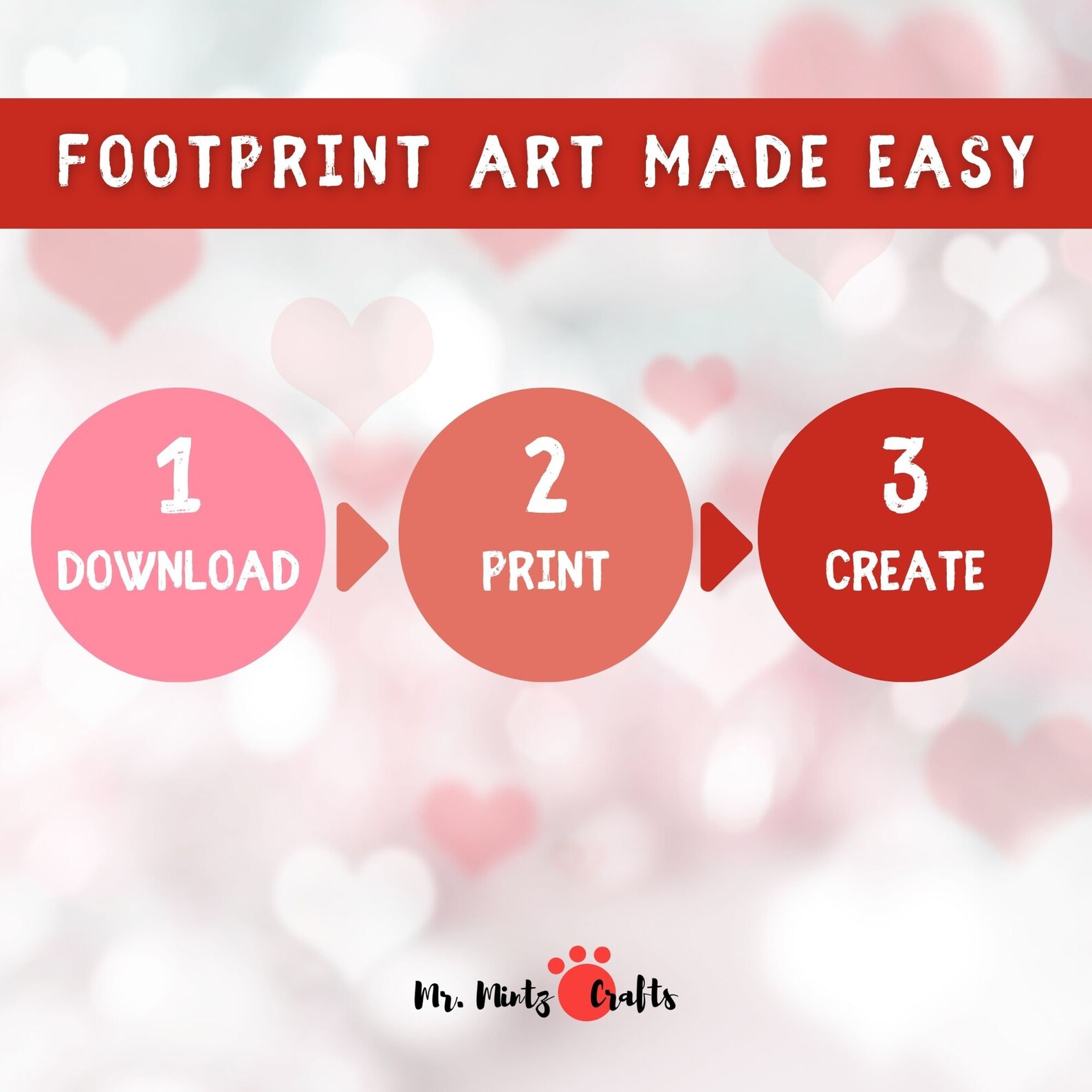 Valentines Day Love Handprint Footprint Art Craft Template Printable ...