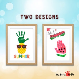 Summer Handprint Art Craft for Kids Printable | Pineapple Watermelon Craft | Memory Handprint Keepsake | Summer Activity for Kids Preschool