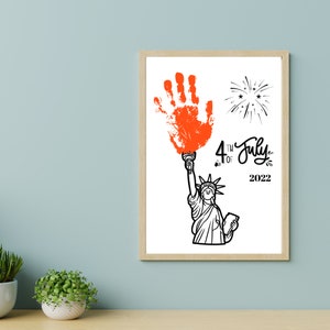 Artesanato da Estátua da Liberdade | Arte da impressão da mão 4 de julho para impressão | Artesanato de impressão manual do Dia da Independência | Cartão de Arte Handprint de 4 de julho