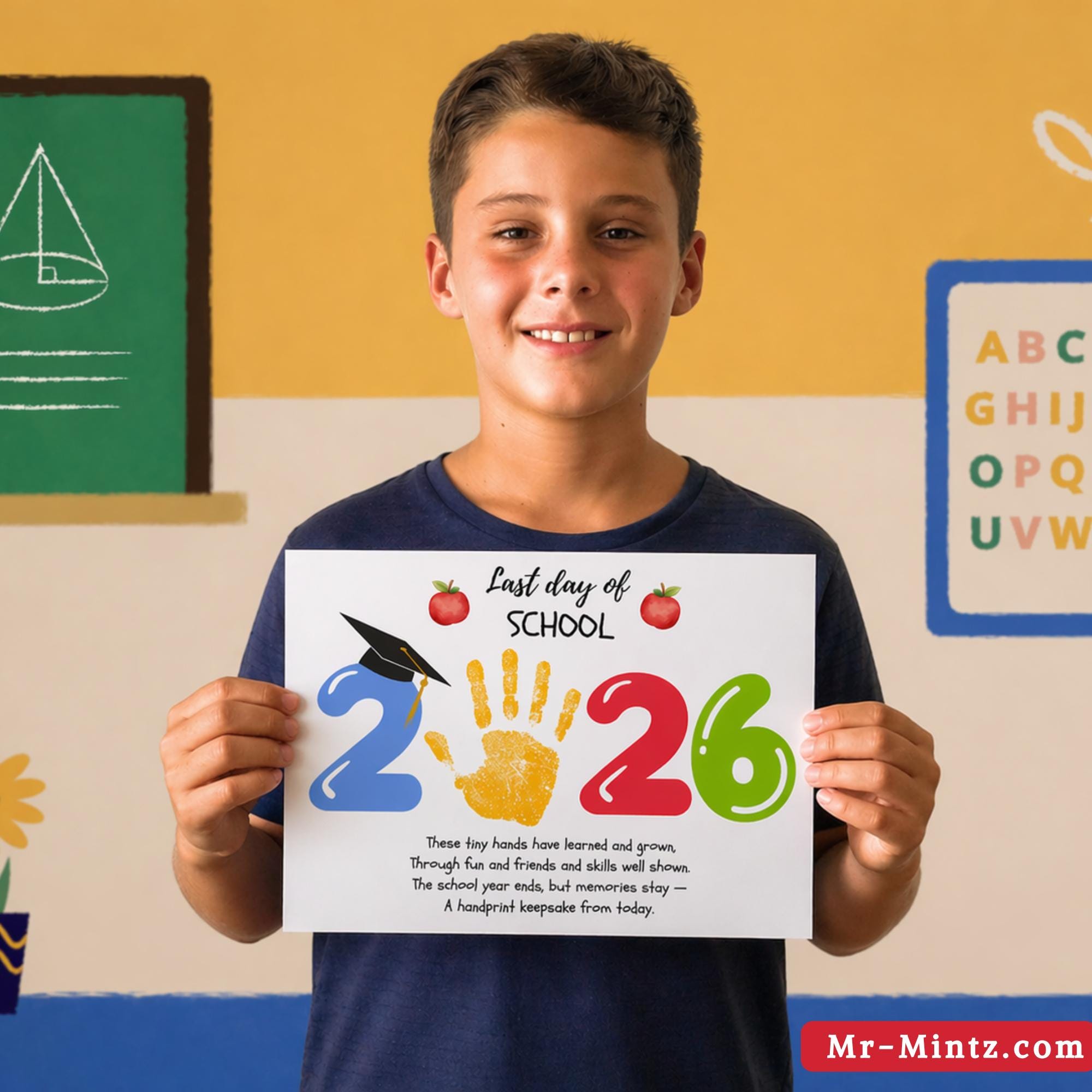 Last Day of School Handprint Craft 2026 With Poem, Printable Memory ...