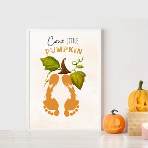 Pumpkin Handprint Footprint Art Craft | Halloween Footprint Art Craft Printable | Halloween Crafts for Kids | Fall Handprint Art Craft