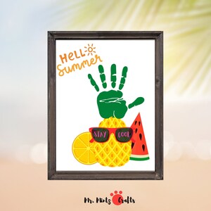 Summer Handprint Art Craft for Kids Printable | Easy Pineapple Craft | DIY Memory Handprint Keepsake | Fun Summer Kids Preschool Activity