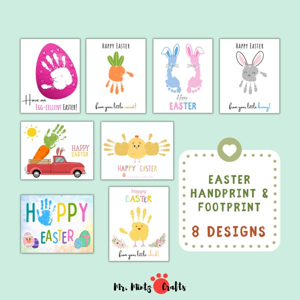 Ostern Handabdruck Kunst | Ostern Handabdruck Fußabdruck Art Craft Bundle Printable | Ostern Vorschulkunst Handwerk für Kinder | Ostern Kleinkind Basteln