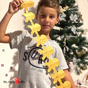 Weihnachtsgirlande | Weihnachtsbaum-Girlande | Lebkuchengirlande | Weihnachtsaktivität | Primitive Girlande | Druckbare Weihnachtsgirlande