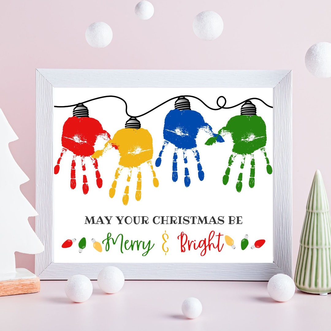 Handprint Christmas Lights Christmas Handprint Art Crafts Template 