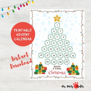 Christmas Countdown Crafts for Kids | Christmas Countdown Advent Calendar and Learning Activity | Countdown to Christmas Tree Printable