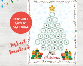 Christmas Countdown Crafts for Kids | Christmas Countdown Advent Calendar and Learning Activity | Countdown to Christmas Tree Printable