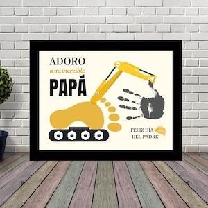 Arte de Huella de Mano y Pie para el Día del Padre | Regalo del Día del Padre Papa Constructor de Hija en Hijo de los Niños Imprimible