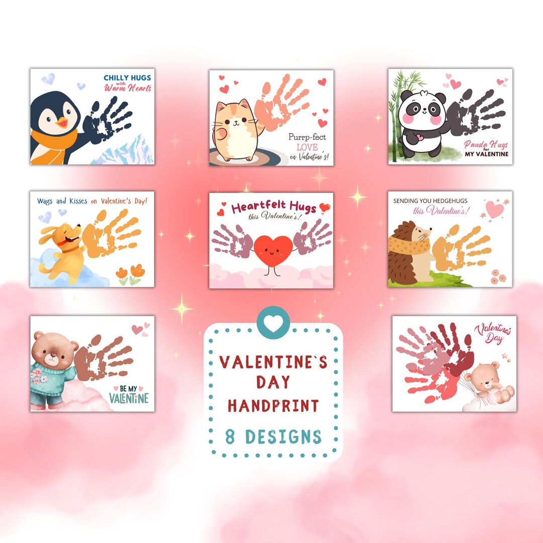 Hand Rip Valintines Custom Valentine Handprint Art | Valentines Day Handprint Crafts ...