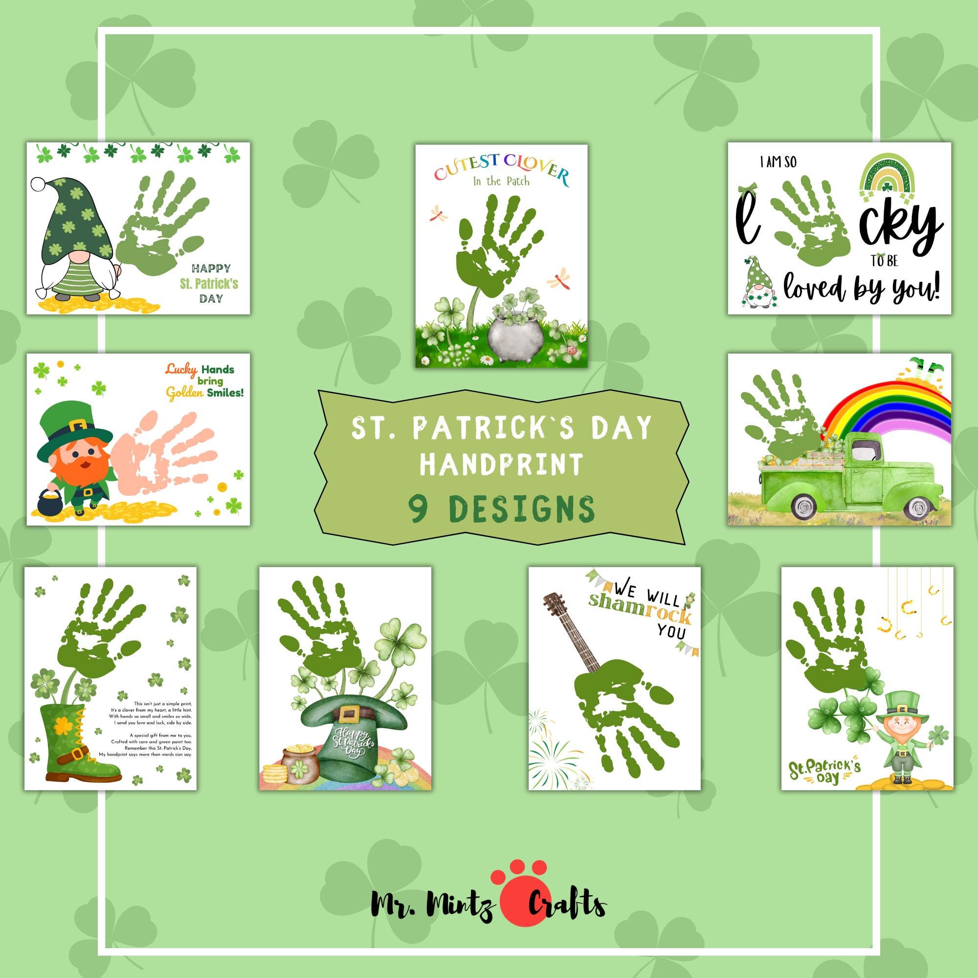 St. Patrick's Day Handprint Craft Activity Kids Printable Shamrock…