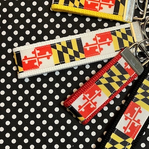 Personalized Maryland Flag Key Fob  or  Wristlet  - 2 sizes available  ** Free Embroidery Available**