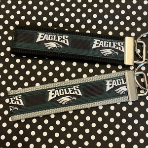 Philadelphia Eagles inspired Personalized  Key Fob wristlet  - 2 sizes available   FREE  personalization embroidery -  Football