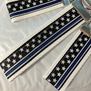 Personalized Thin Blue Line Key Fob: Embroidered Law Enforcement Gift